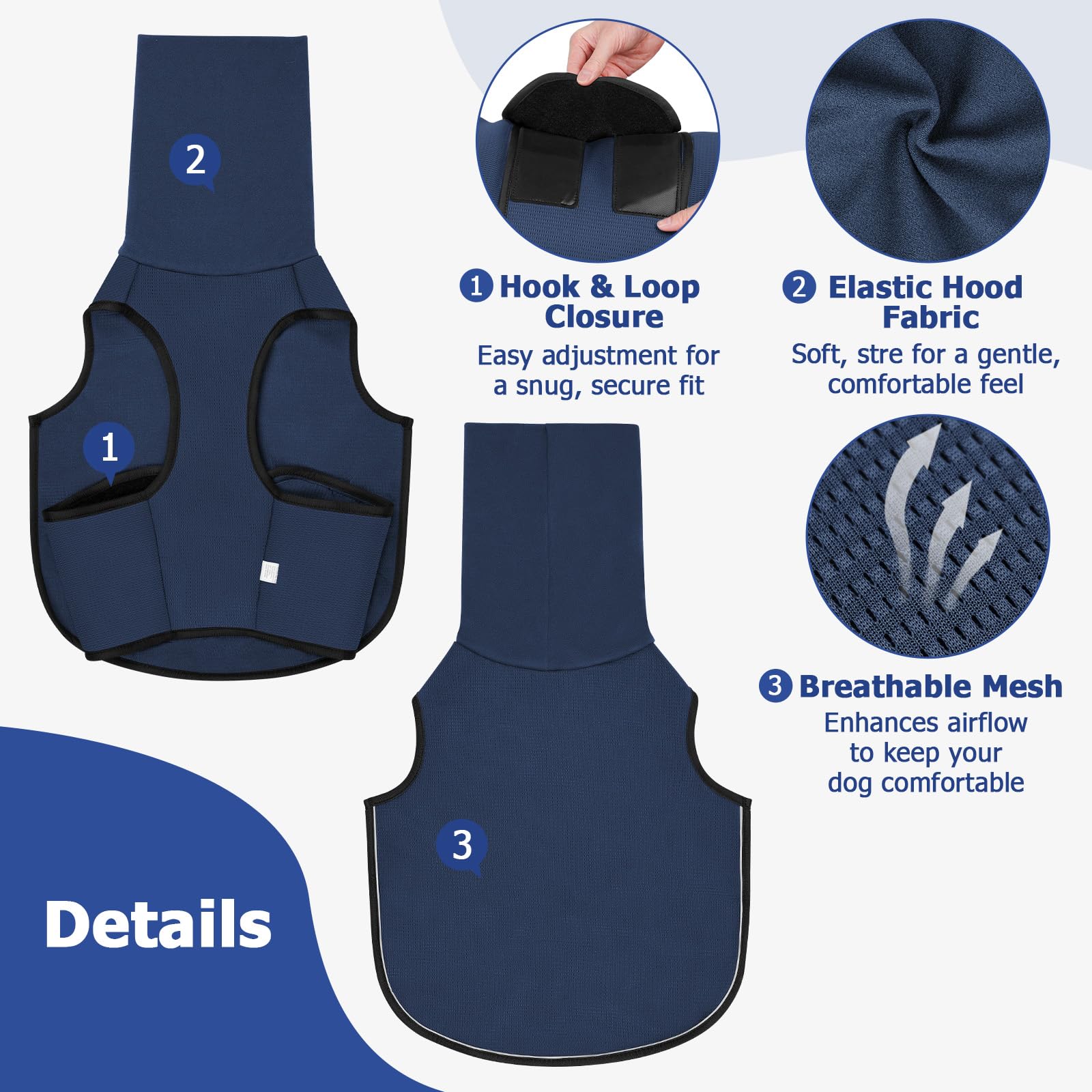2-in-1 Dog Anxiety Vest With Hood, Soft Dog Calming Shirt With Stretchy Ear Head Cover For Stress Relief, Breathable Shirt Jacket For Thunderstorms, Separation & Vet Visits - Majestic Pet Kingdom