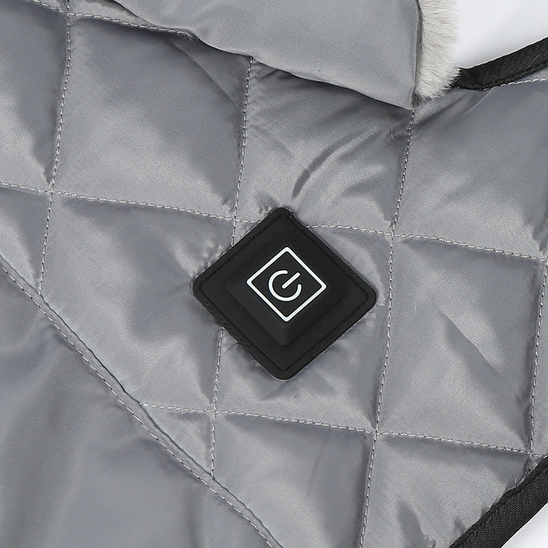 Dog Coat Electric Heated Thermal Winter Jacket Faux Fur Collar - Detail Angle 2 | Majestic Pet Kingdom