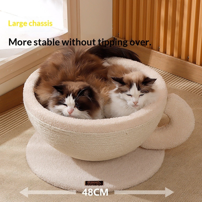 Lint-Free Sisal Rope Cat Scratcher Integrated With A Cat Bed