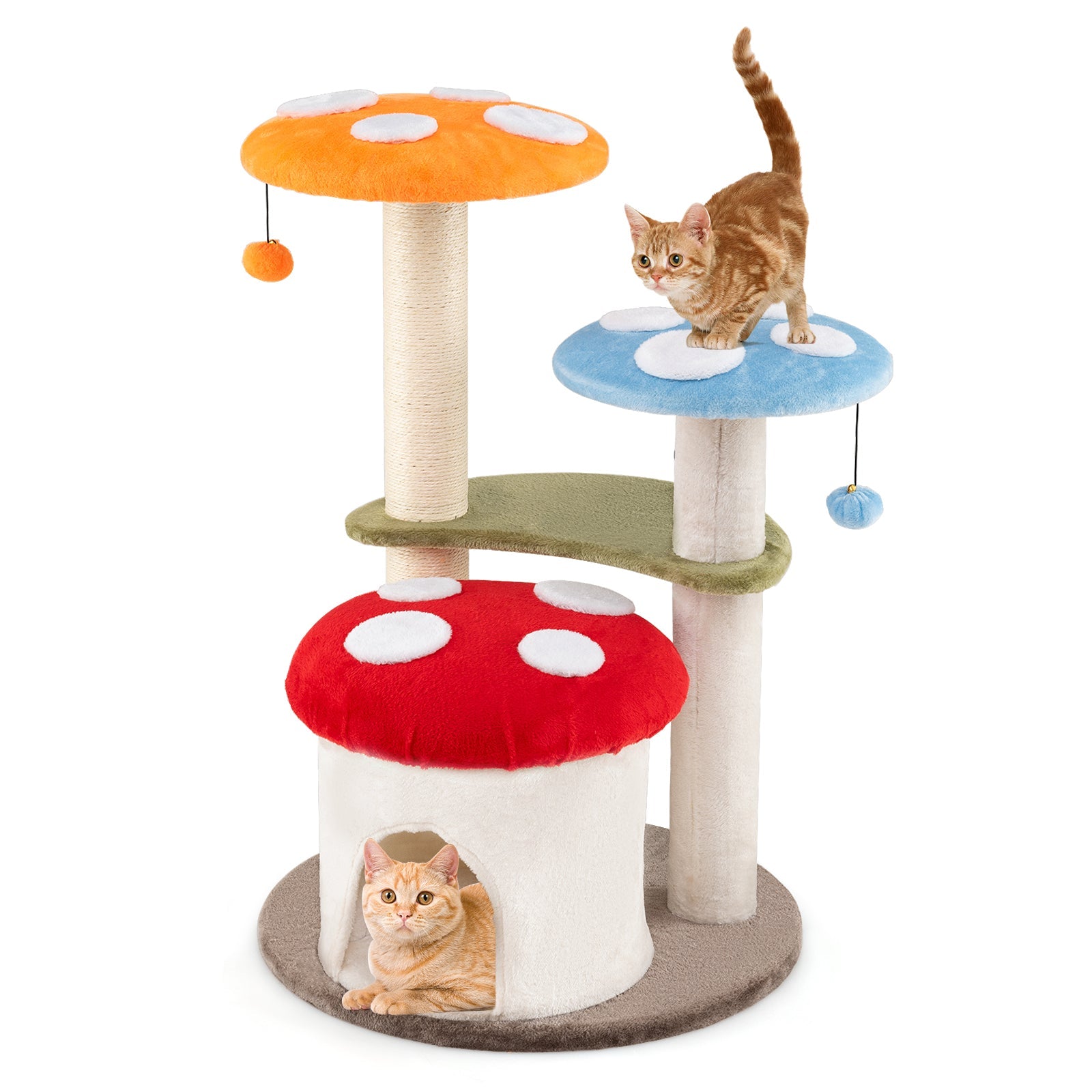 35 Inch Tall Cat Tower with Sisal Scratching Posts Cat Condo and Padded Platforms-Multicolor - Majestic Pet Kingdom