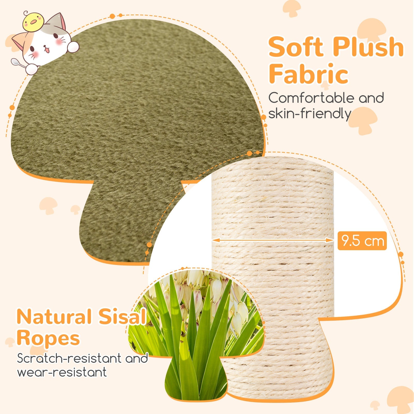 35 Inch Tall Cat Tower with Sisal Scratching Posts Cat Condo and Padded Platforms-Multicolor - Majestic Pet Kingdom