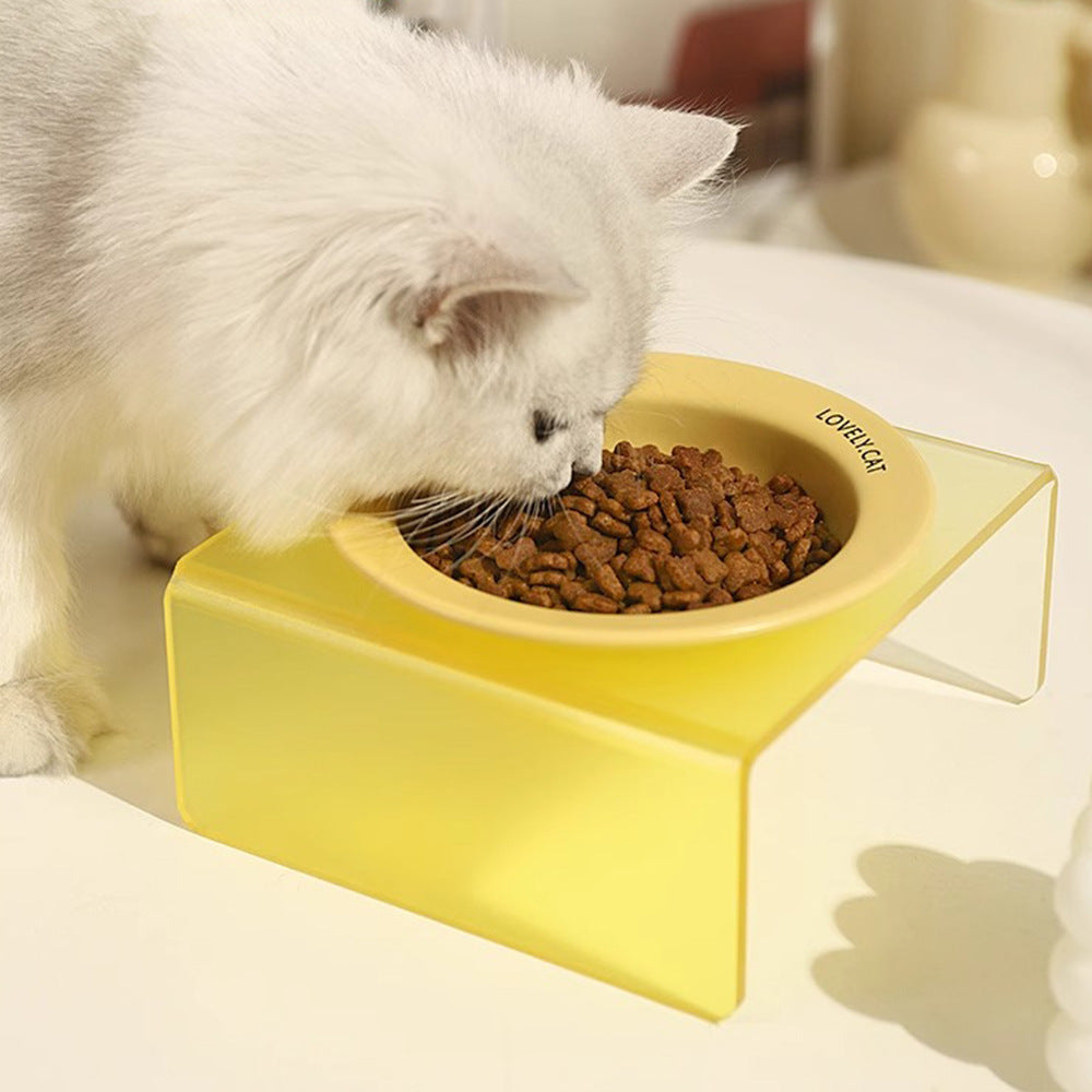 Pet Bowl High Foot Acrylic Rack Cat Ceramic