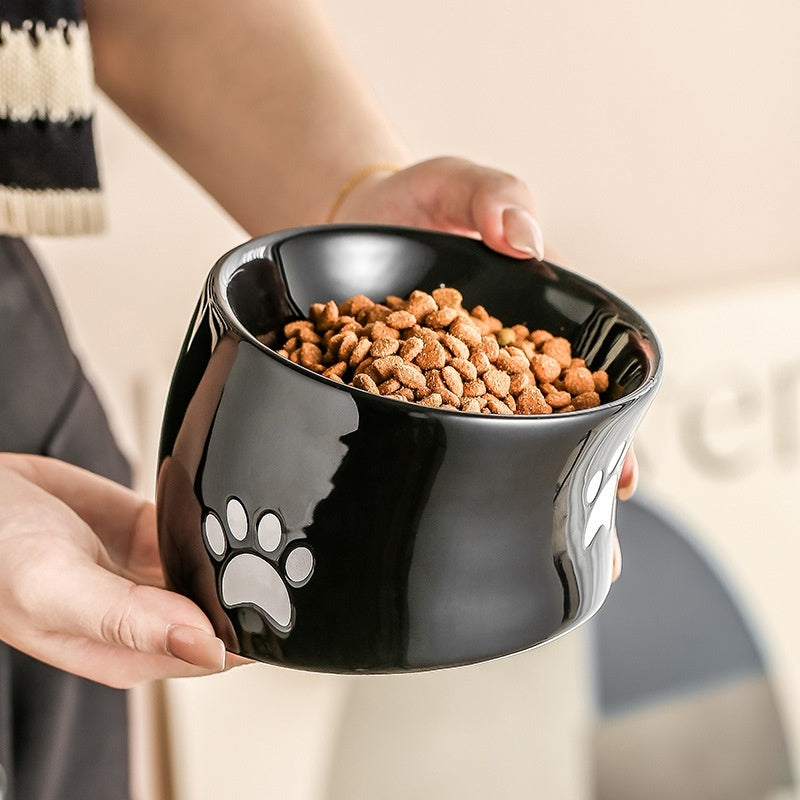 Drinking Water Neck Protection Pet Ceramic Oblique Mouth High Foot Food Basin - Majestic Pet Kingdom