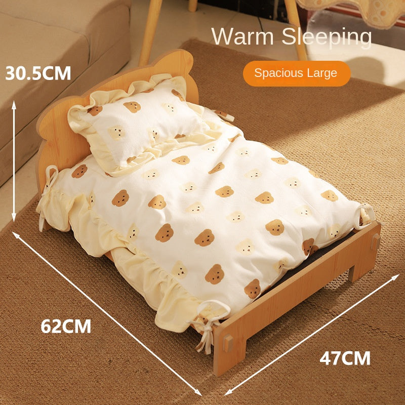 Cat Bed Universal Pet Bed Pet Nest Dog Nest Removable Solid Wood Bed Cute Kitten Princess Bed Pet Supplies - Detail Angle 7 | Majestic Pet Kingdom