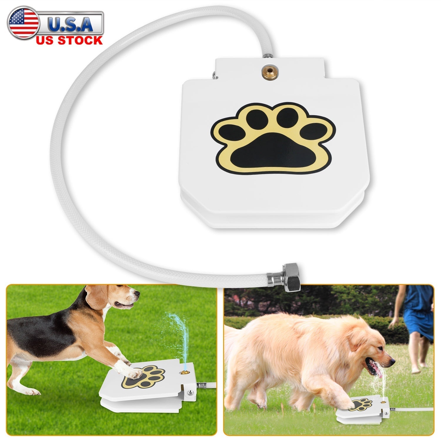 Dog Water Fountain Outdoor Dog Pet Water Dispenser Step-on Activated Sprinkler w/ Interactive Paw Pedal Valve for Drinking Fresh Water - Majestic Pet Kingdom