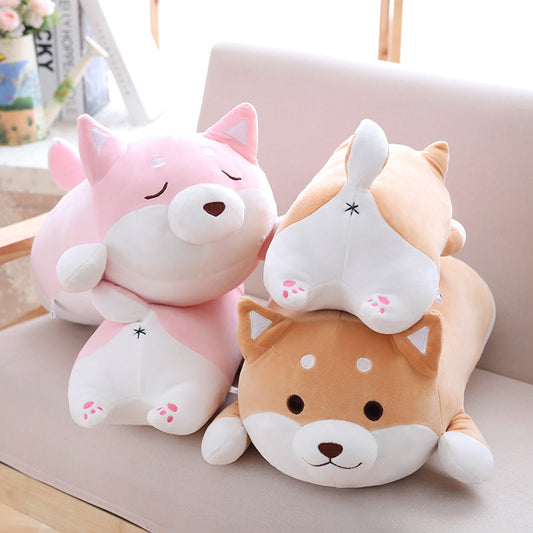 Dog Plush Pillow Chubby Shiba Inu Soft Stuffed Cuddle Toy