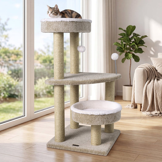 36" Cat Tree with Plush Perches & Scratching Posts | Purrfect Pet Kingdom