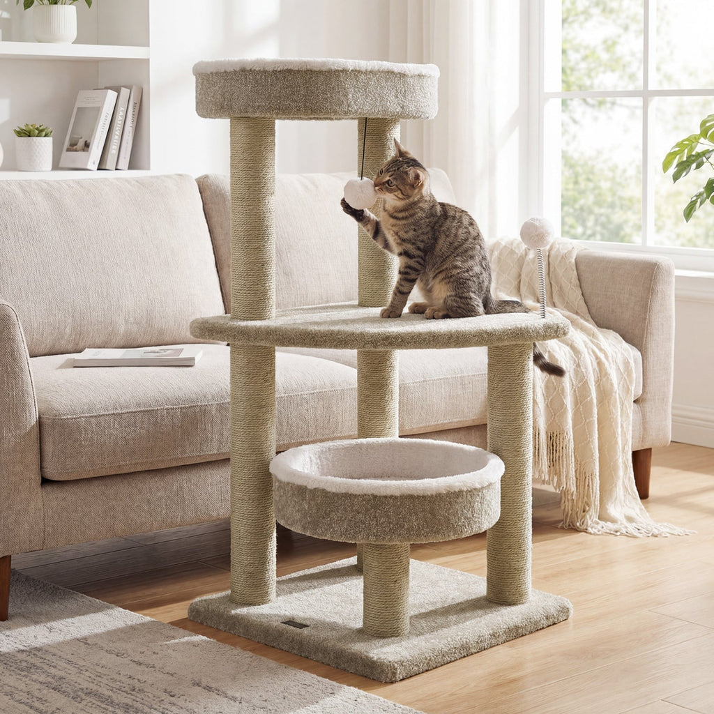 36" Cat Tree with Plush Perches & Scratching Posts | Purrfect Pet Kingdom