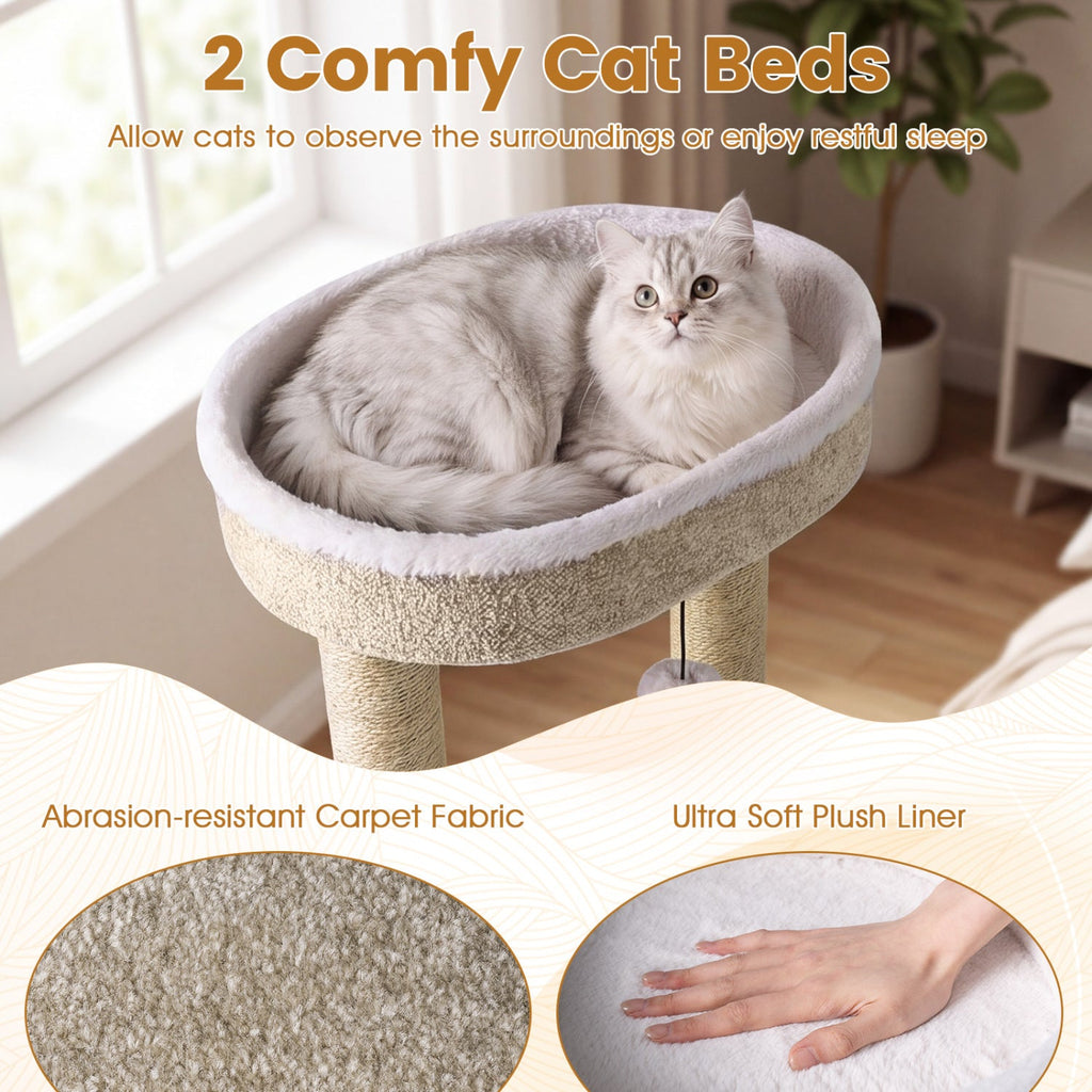 36" Cat Tree with Plush Perches & Scratching Posts - Majestic Pet Kingdom