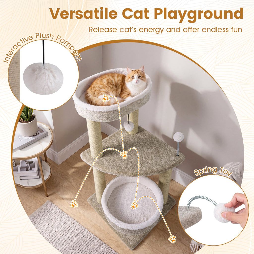 36" Cat Tree with Plush Perches & Scratching Posts - Majestic Pet Kingdom