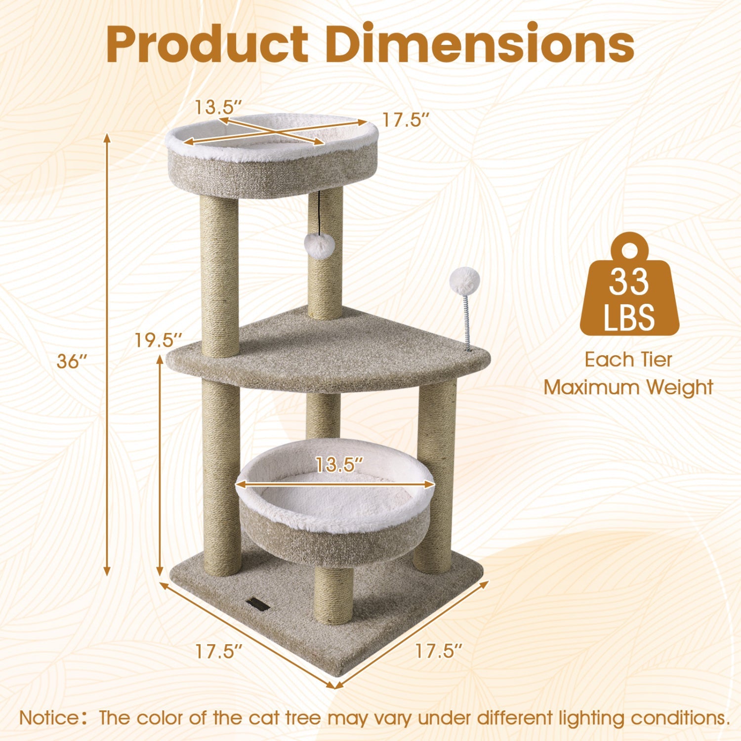 36" Cat Tree with Plush Perches & Scratching Posts - Majestic Pet Kingdom