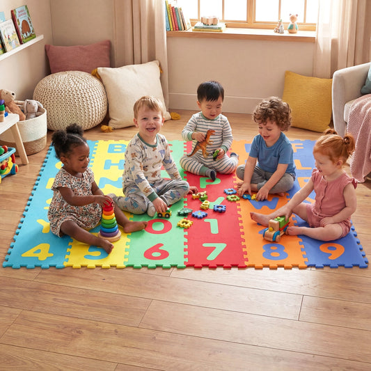 36-Piece Interlocking Baby Puzzle Floor Tiles with Educational Alphabet | Purrfect Pet Kingdom
