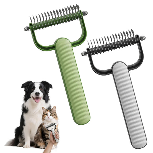 2026 New Double-Sided Dematting Comb For Dogs & Cats, Pet Grooming Tool For Long Haired Thick Double Coat Pets, Undercoat Rake Deshedding Brush For Tangles Matted Shedding Fur | Purrfect Pet Kingdom