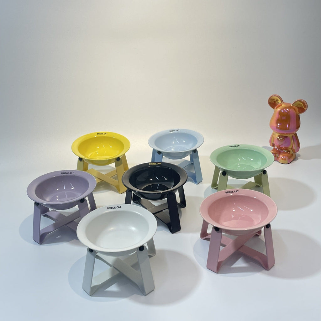 Ceramic Cat Bowl Cat Iron Frame High Leg Tableware Combination Fairy Dining Rack Cat Food Holder