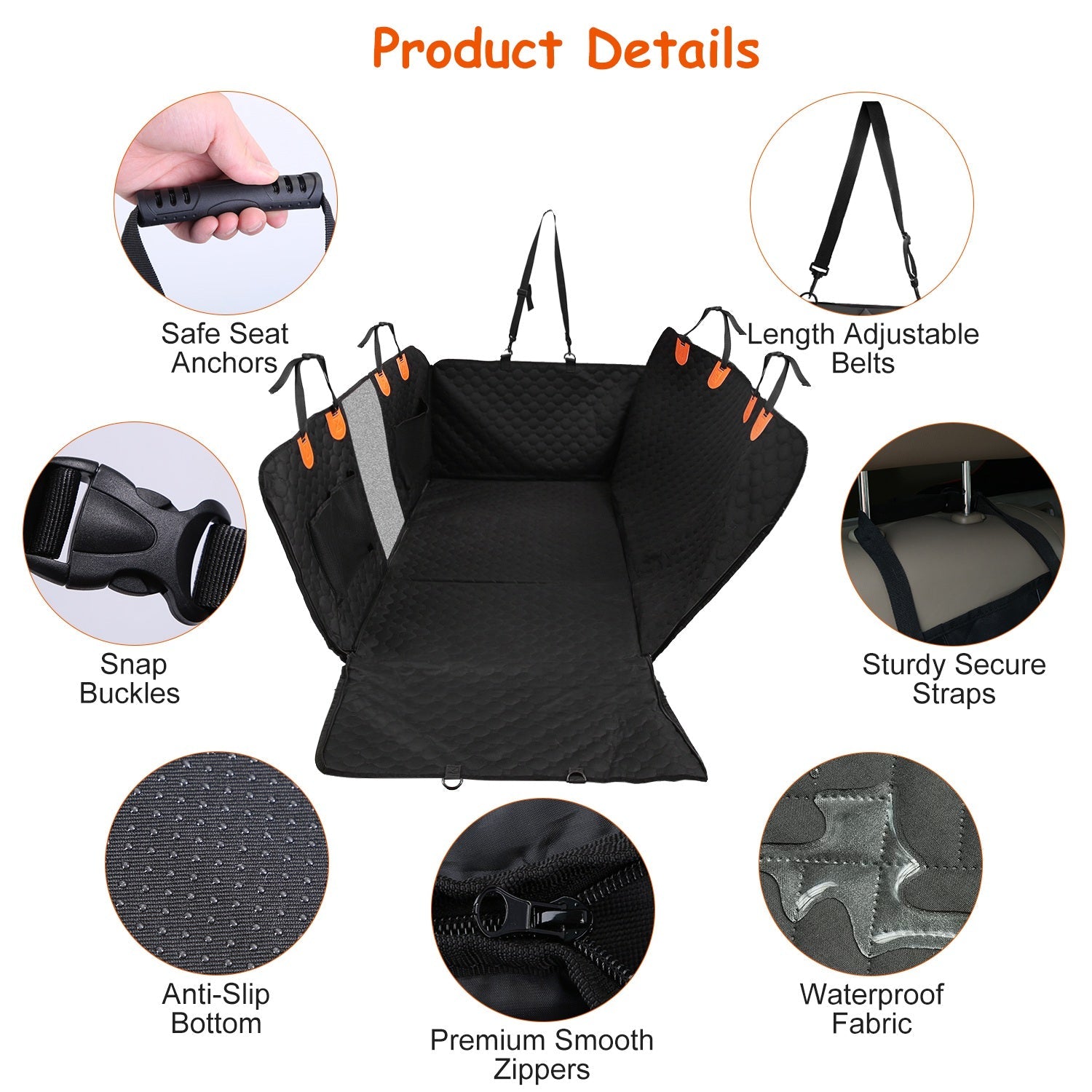 Dog Car Seat Cover Waterproof 600D Oxford Mesh Window Hammock - Detail Angle 5 | Majestic Pet Kingdom