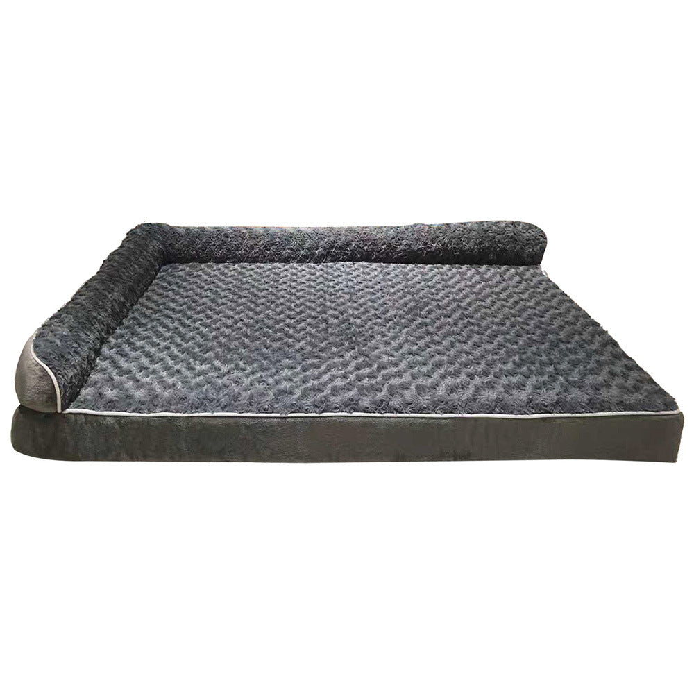 Removable And Washable L-Shaped Pet Sofa Dog Bed With Sponge Padding And Rose Velvet For Warmth - Majestic Pet Kingdom