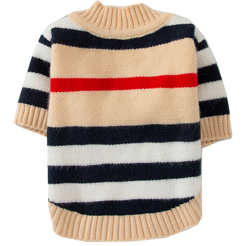 Dog Striped Knitted Sweater Cardigan Clothing - Majestic Pet Kingdom