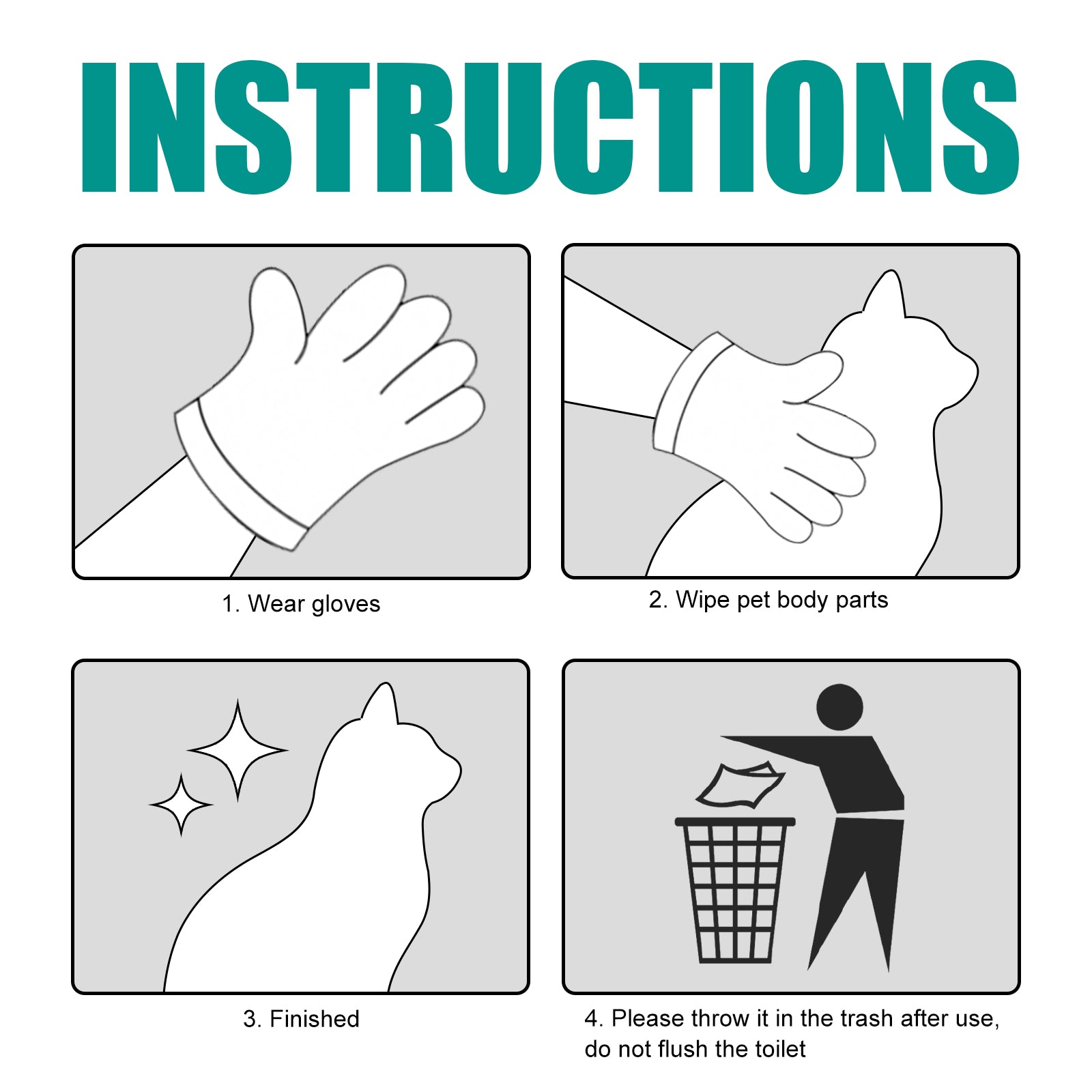 Pet Leave-In Cleaning Gloves Dog Bath Cat Clean Dry Cleaning Gloves Deodorizing Odor Removal