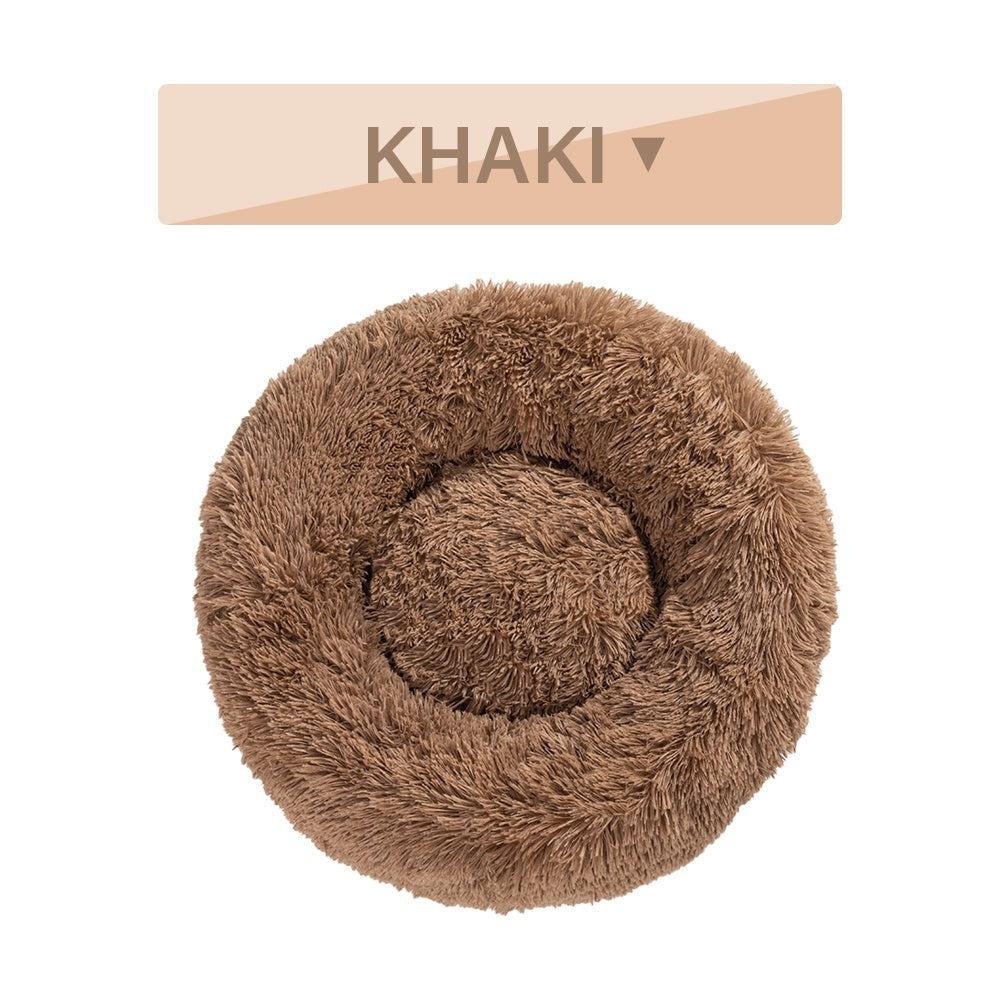 Fluffy Donut Dog Bed Warm Soft Long Plush Pet Cushion Dog House Cat Bed Washable Pet Sofa Mat Calming Samll Large Dog Beds - Majestic Pet Kingdom