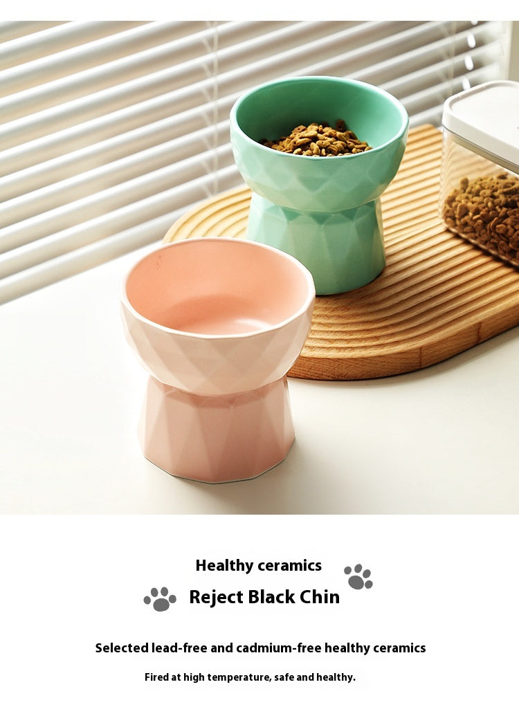Ceramic High Foot Cervical Protection Pet Bowl - Majestic Pet Kingdom