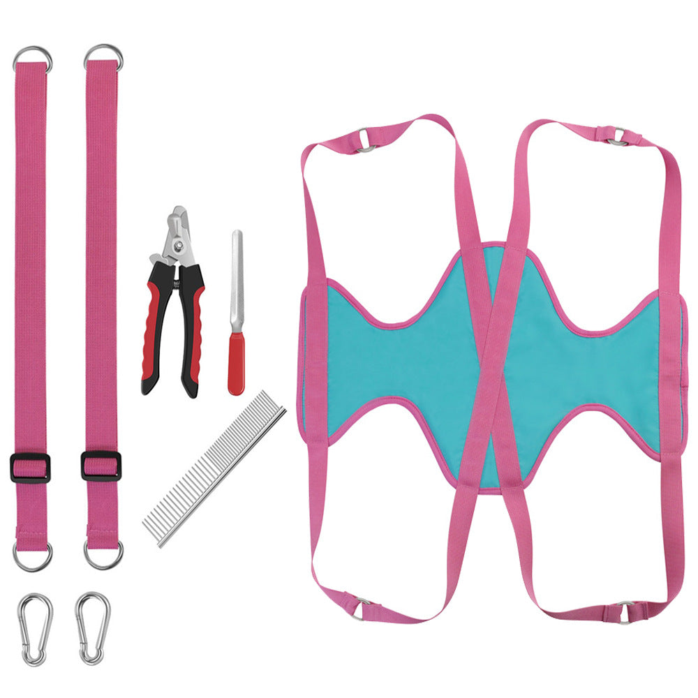 Pet Grooming Hammock For Cats & Dogs Hanging Harness Pet Supplies Kit With Nail Clippers Trimmer - Majestic Pet Kingdom