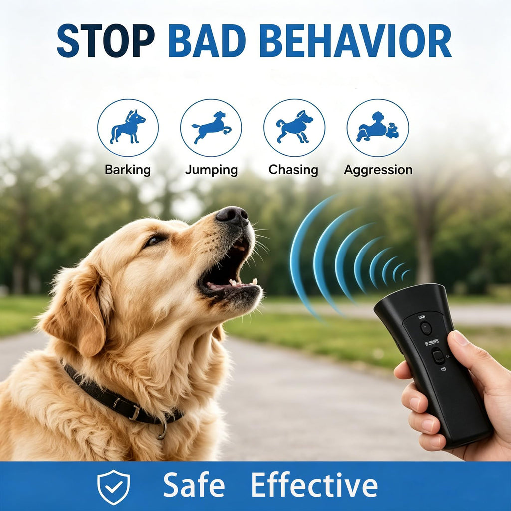 Trainer Ultrasonic For Dogs, Anti Barking Device, Portable Ultrasonic Dog Barking, Anti Barking Dog Training Device With Flashlight With LED Light, 3 Training Modes For Indoor Outdoor