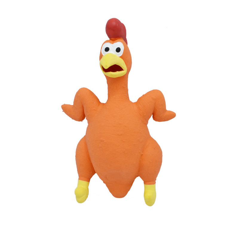 Dog Toy Screaming Chicken Squeaky Natural Latex Fetch Chewer - Detail Angle 5 | Majestic Pet Kingdom