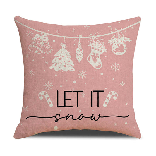 Pink Dog Christmas Snowman Pillow Cover Home Sofa Cushion Cover Holiday Pillow | Purrfect Pet Kingdom