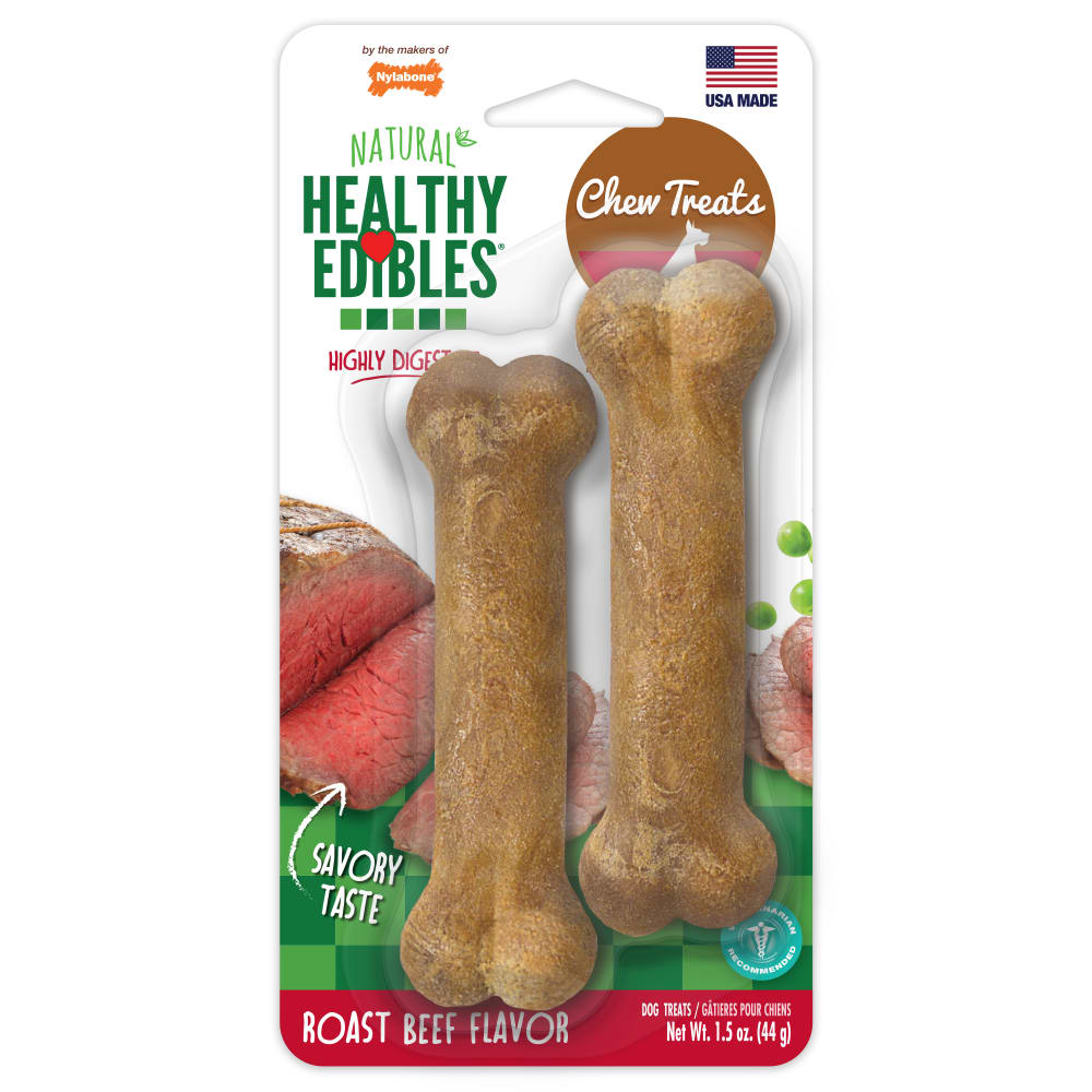 Dog Chews Nylabone Healthy Edibles Roast Beef Chews 1.5oz