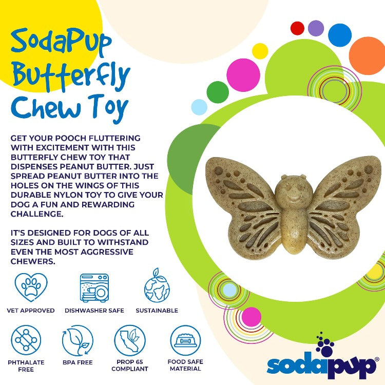 Dog Chew Toy Butterfly Shape Nylon 2-in-1 Enrichment Chewer - Detail Angle 4 | Majestic Pet Kingdom