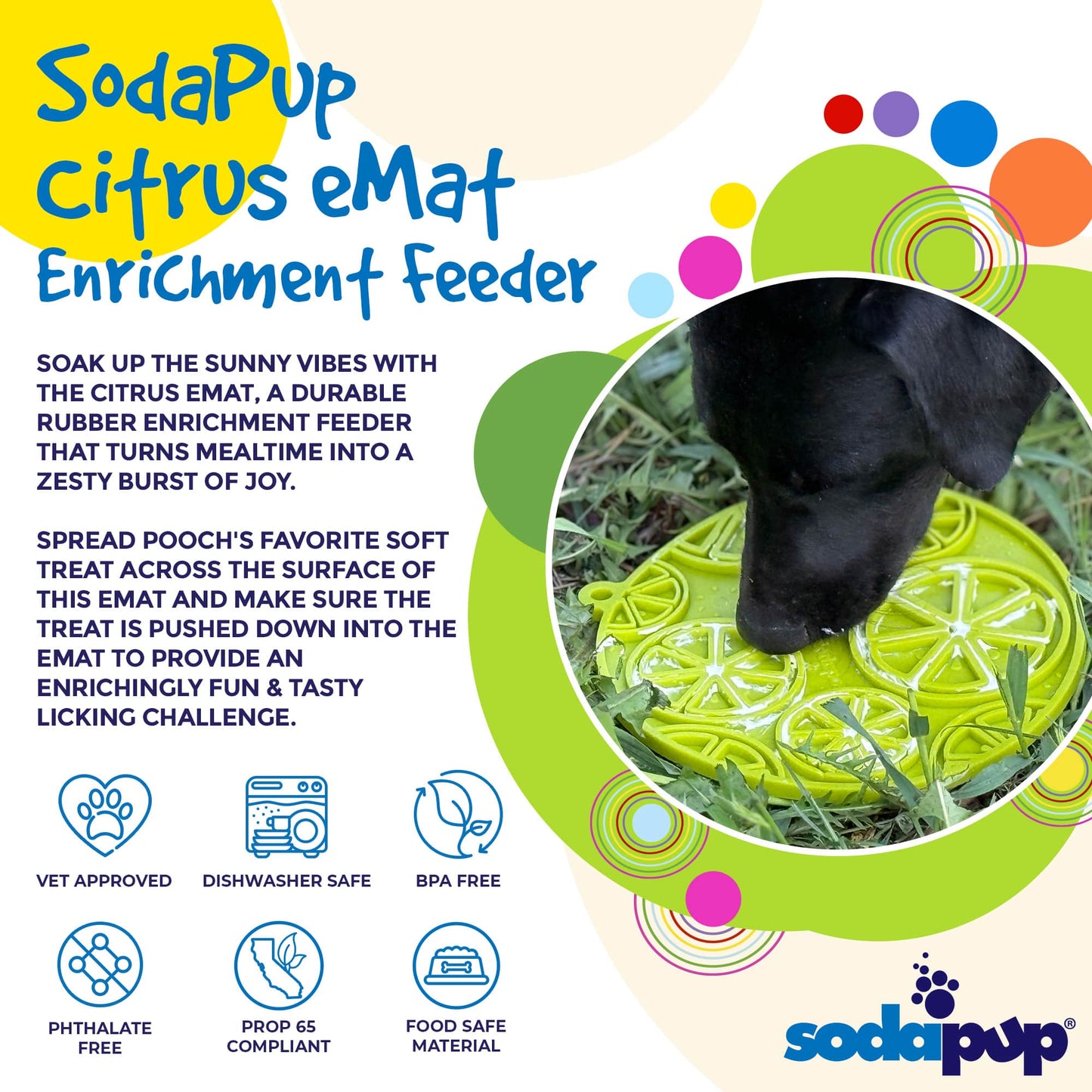 Dog Lick Mat Citrus Design Silicone Slow Feeder Pet Food Mat - Detail Angle 5 | Majestic Pet Kingdom