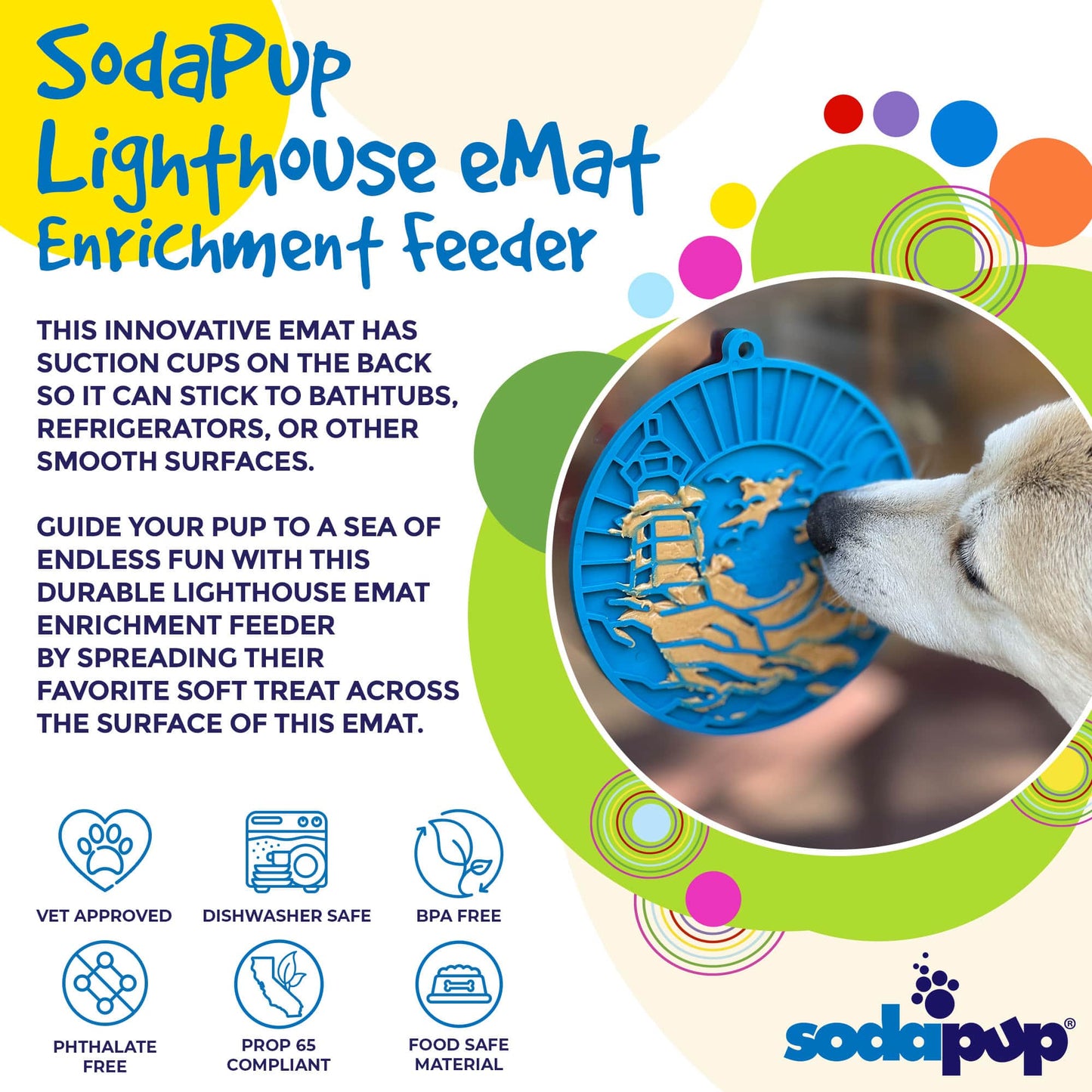 Dog Lick Mat Lighthouse Silicone Slow Feeder Anxiety Relief Pad - Detail Angle 3 | Majestic Pet Kingdom