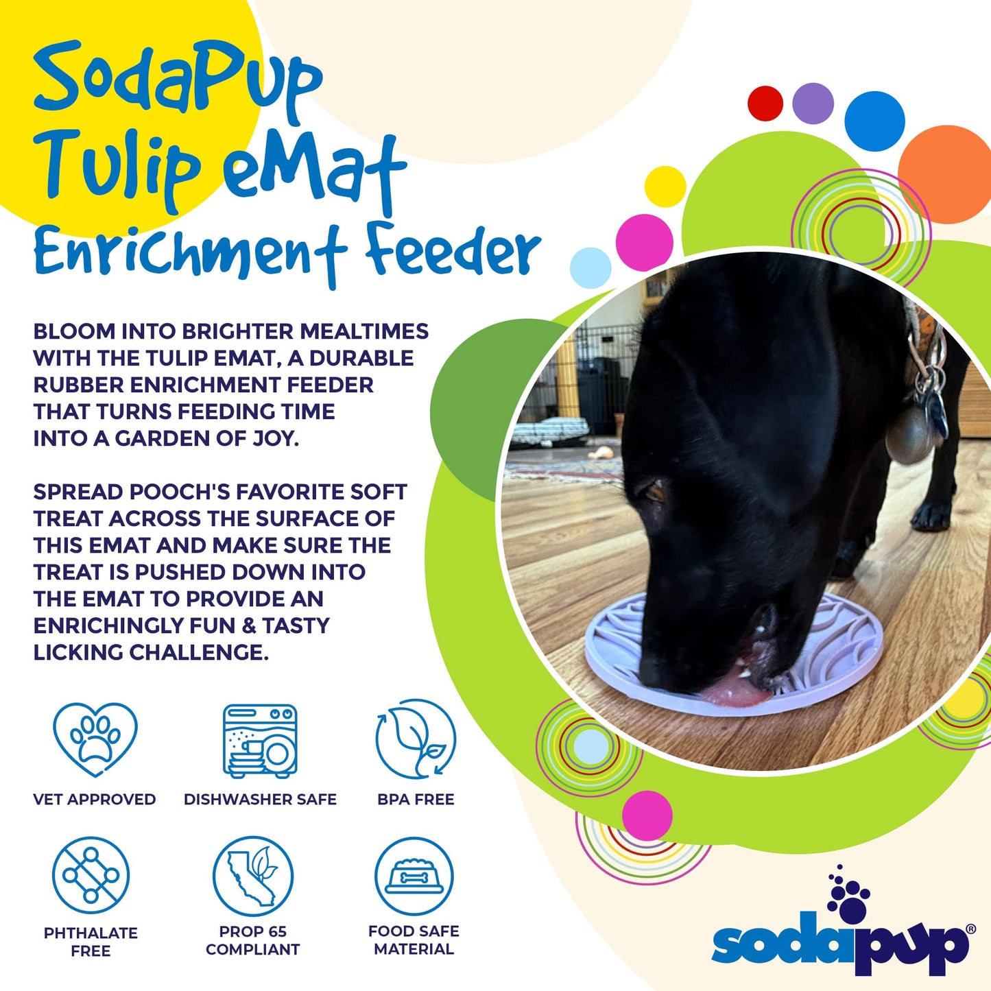 Dog Lick Mat Tulip Design Silicone Slow Feeder Anxiety Plate - Detail Angle 4 | Majestic Pet Kingdom