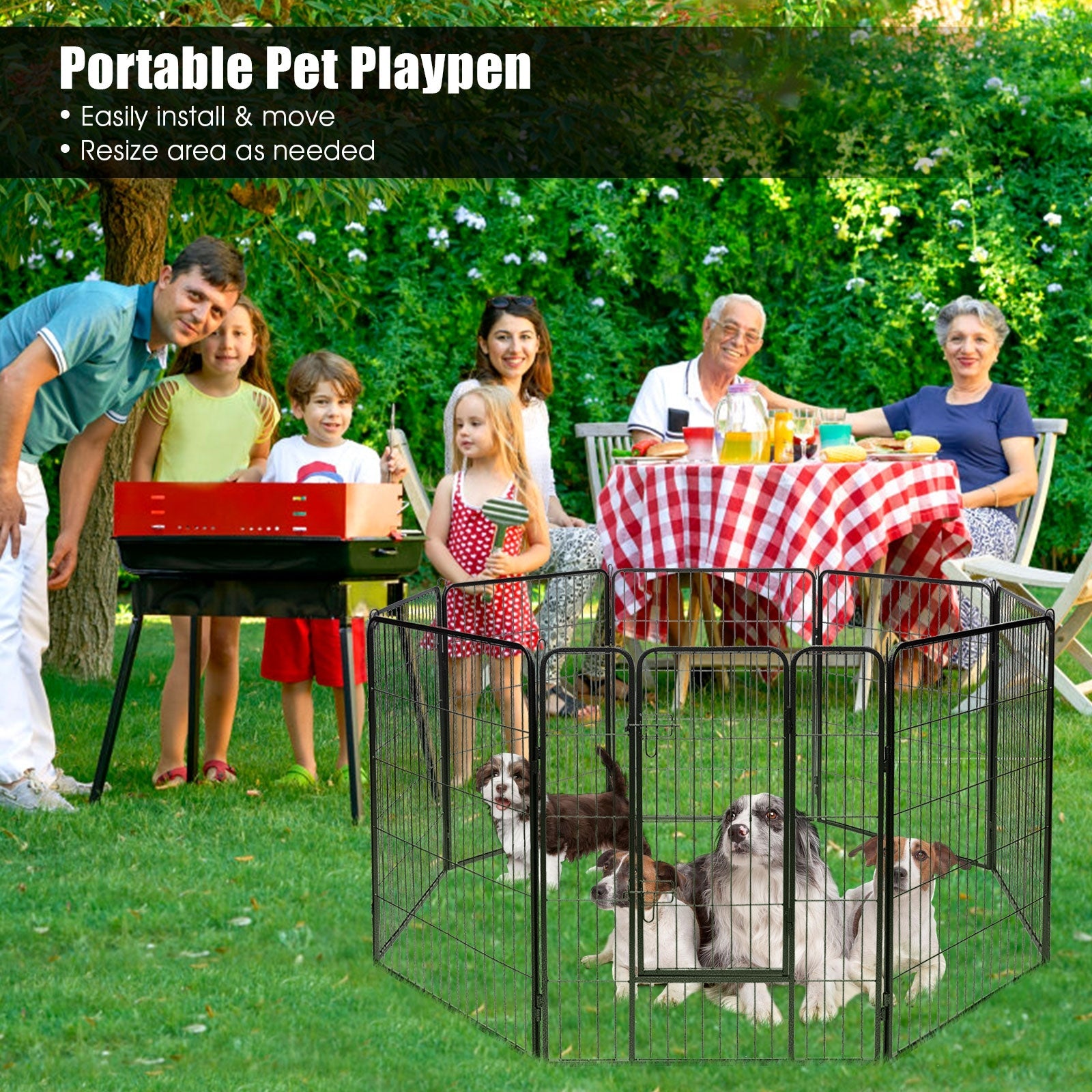 8 Metal Panel Heavy Duty Pet Playpen Dog Fence with Door - Majestic Pet Kingdom