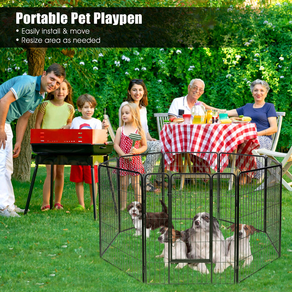 8 Metal Panel Heavy Duty Pet Playpen Dog Fence with Door-48 inches - Majestic Pet Kingdom