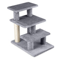 3-Tier Cat Stairs 19 Inch Plush Steps with Scratching Posts for High Bed Sofa-Gray - Majestic Pet Kingdom