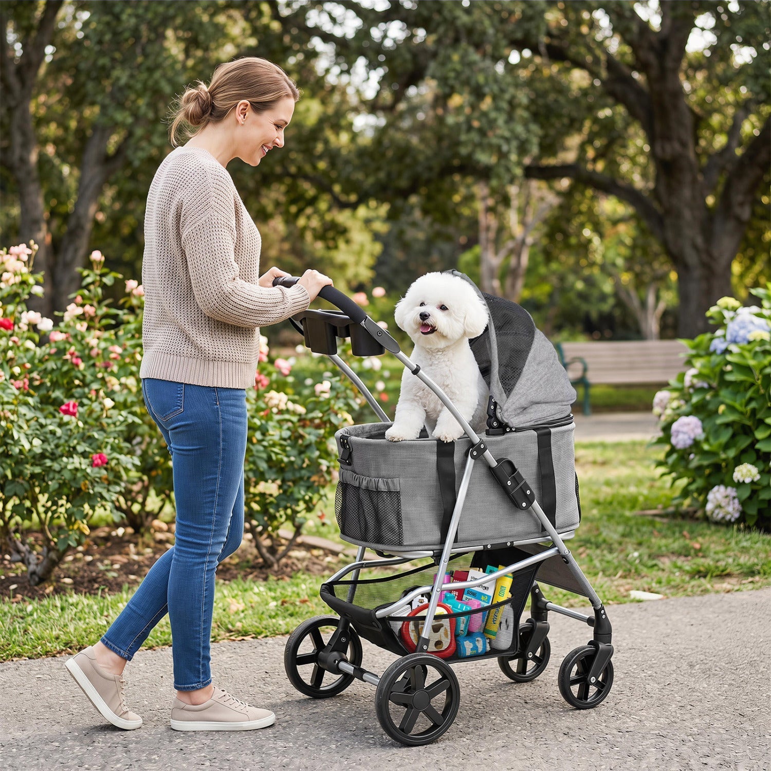 3-in-1 Foldable Pet Stroller for Small to Medium Dogs