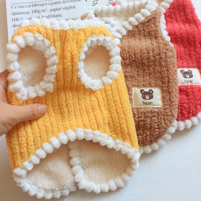 Dibi Bear Dog And Cat Clothes Corduroy Vest - Premium Pet Accessory