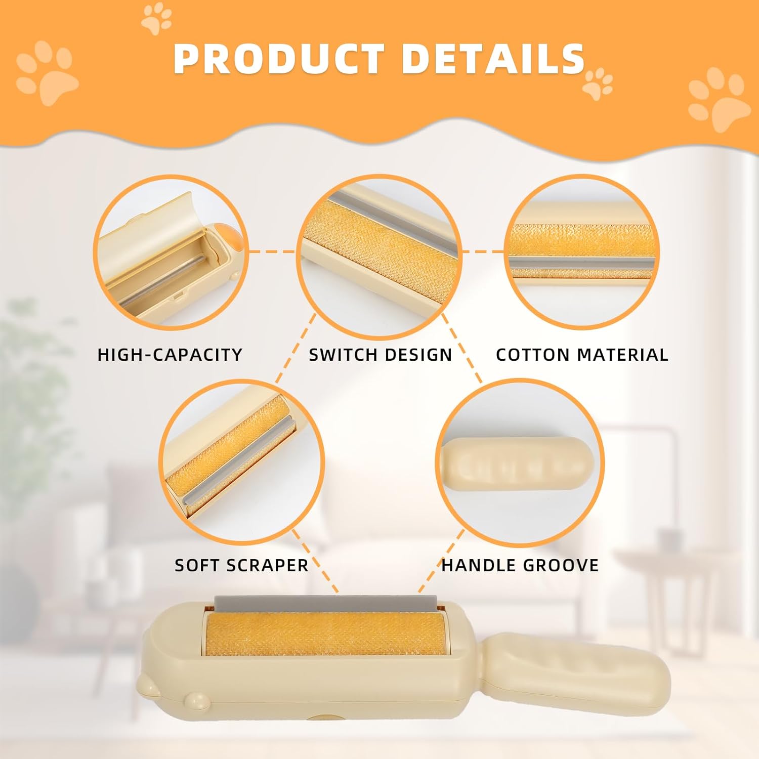 Pet Hair Remover Dog Cat Fur Remover With Self Cleaning Base Efficient Animal Hair Removal Tool Perfect For Furniture Couch Carpet  Car Seat