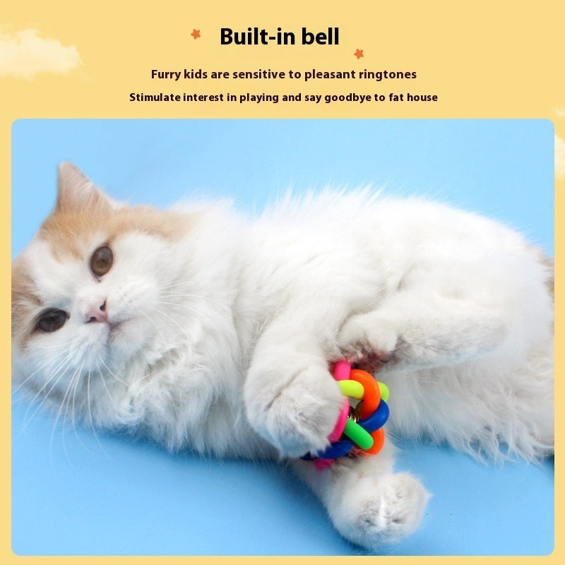 Pet Toy Ball Colorful Woven Ball Colorful Bell - Majestic Pet Kingdom