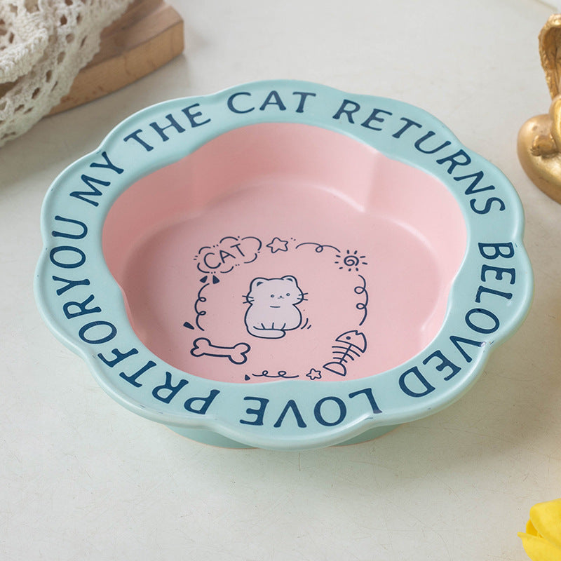 Neck Anti-tumble Acrylic Lace Ceramic Cat Bowl - Majestic Pet Kingdom