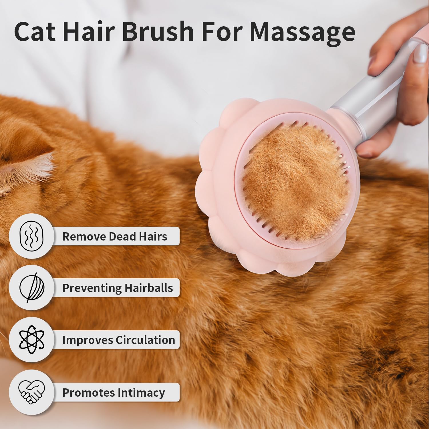 Cat Grooming Brush Steamy Spray Self-Cleaning Slicker Comb - Detail Angle 4 | Majestic Pet Kingdom