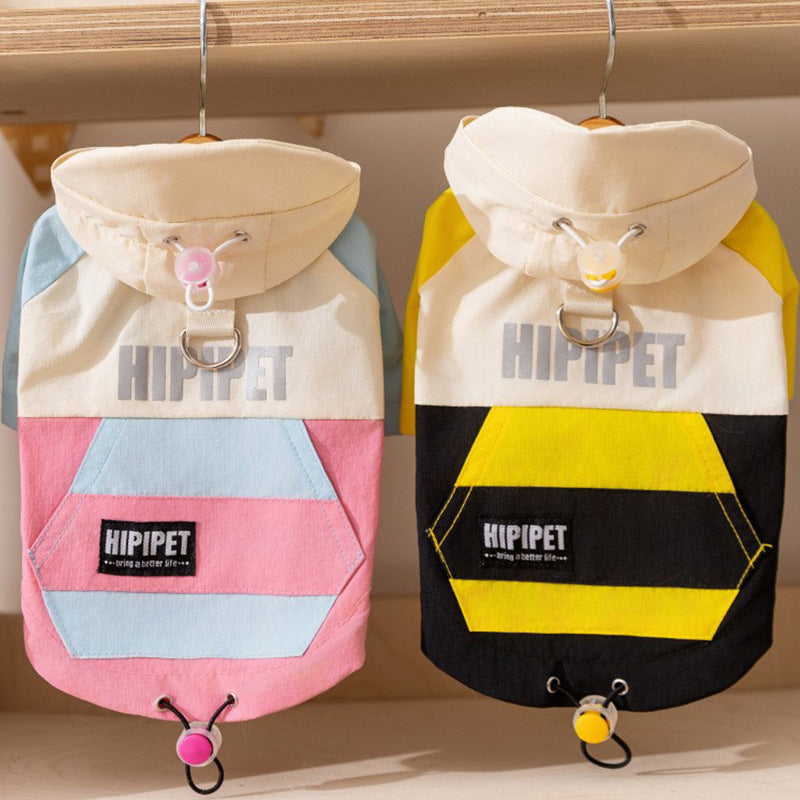 Pet Hoodie And Belt Loop - Fashionable Color Block Dog Sweatshirt For Small And Medium-sized Dogs - Premium Pet Accessory