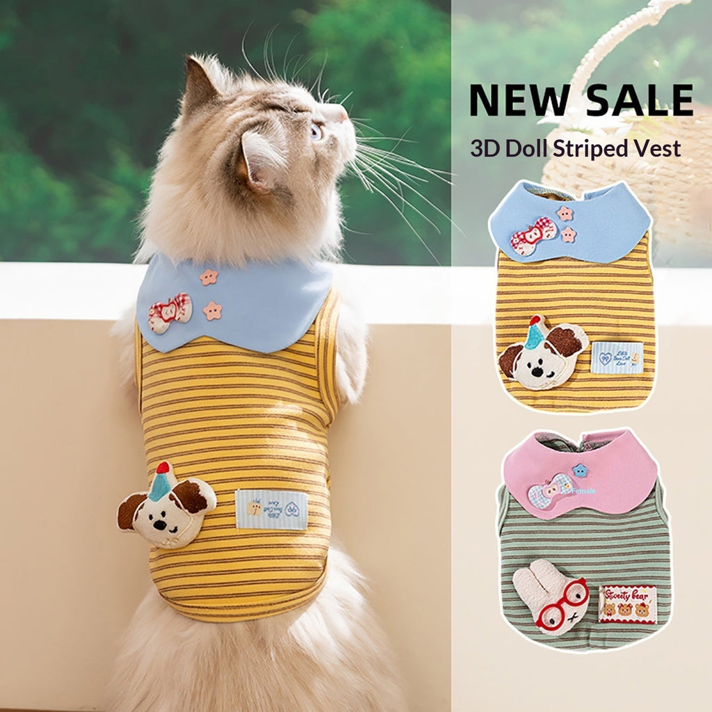Breathable Thin-Style Striped Tank Top For Cats - Majestic Pet Kingdom