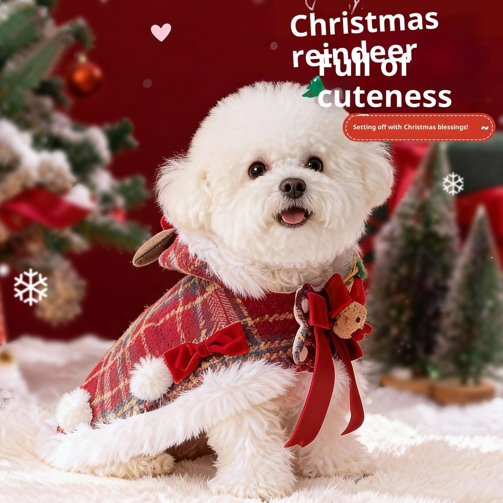 Plaid Christmas Pet Cloak With Fleece Lining - Majestic Pet Kingdom