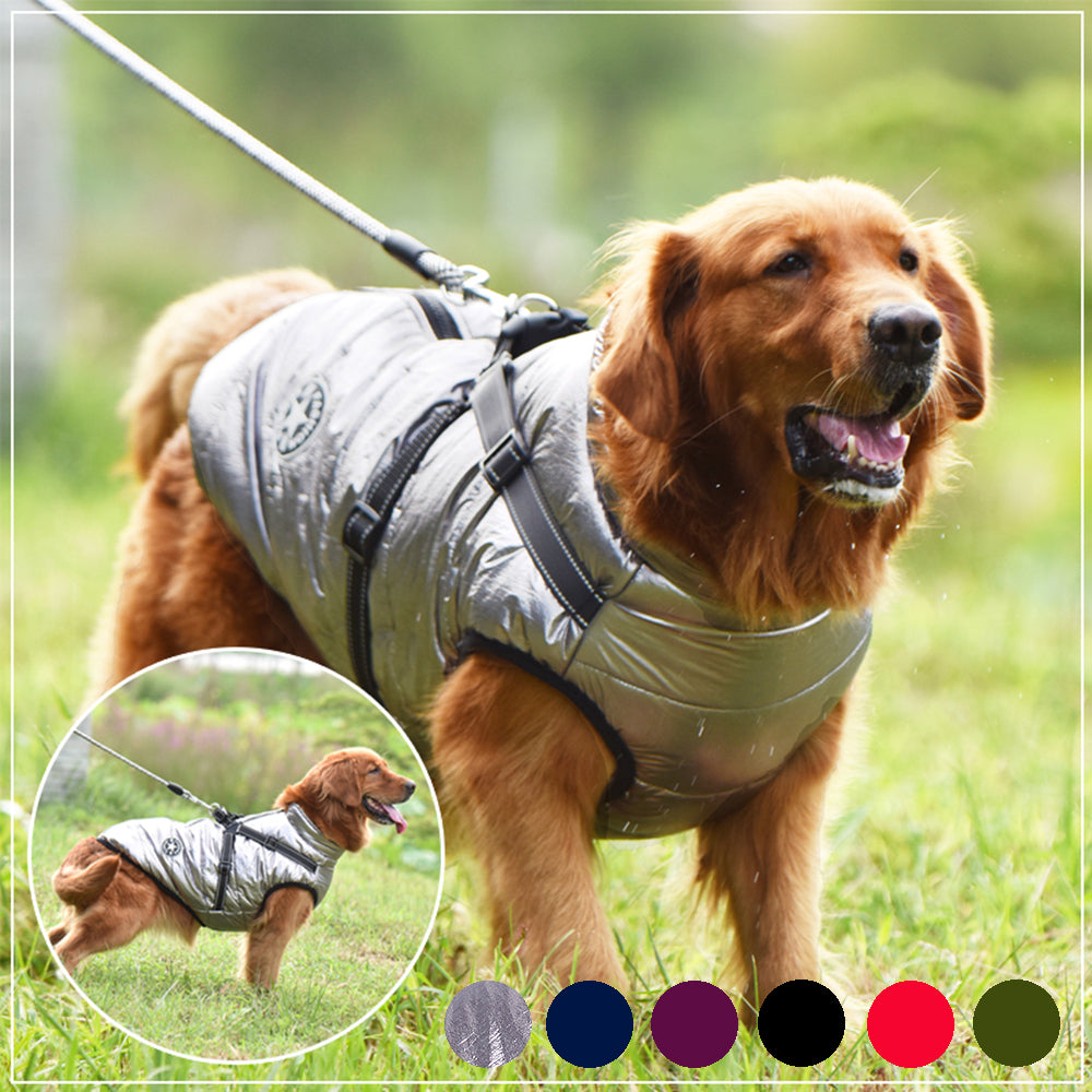 Waterproof Dog Clothes Winter Dog Coat With Harness Warm Pet Clothing Big Dog Jacket Chihuahua Labrador Coat Costume - Majestic Pet Kingdom