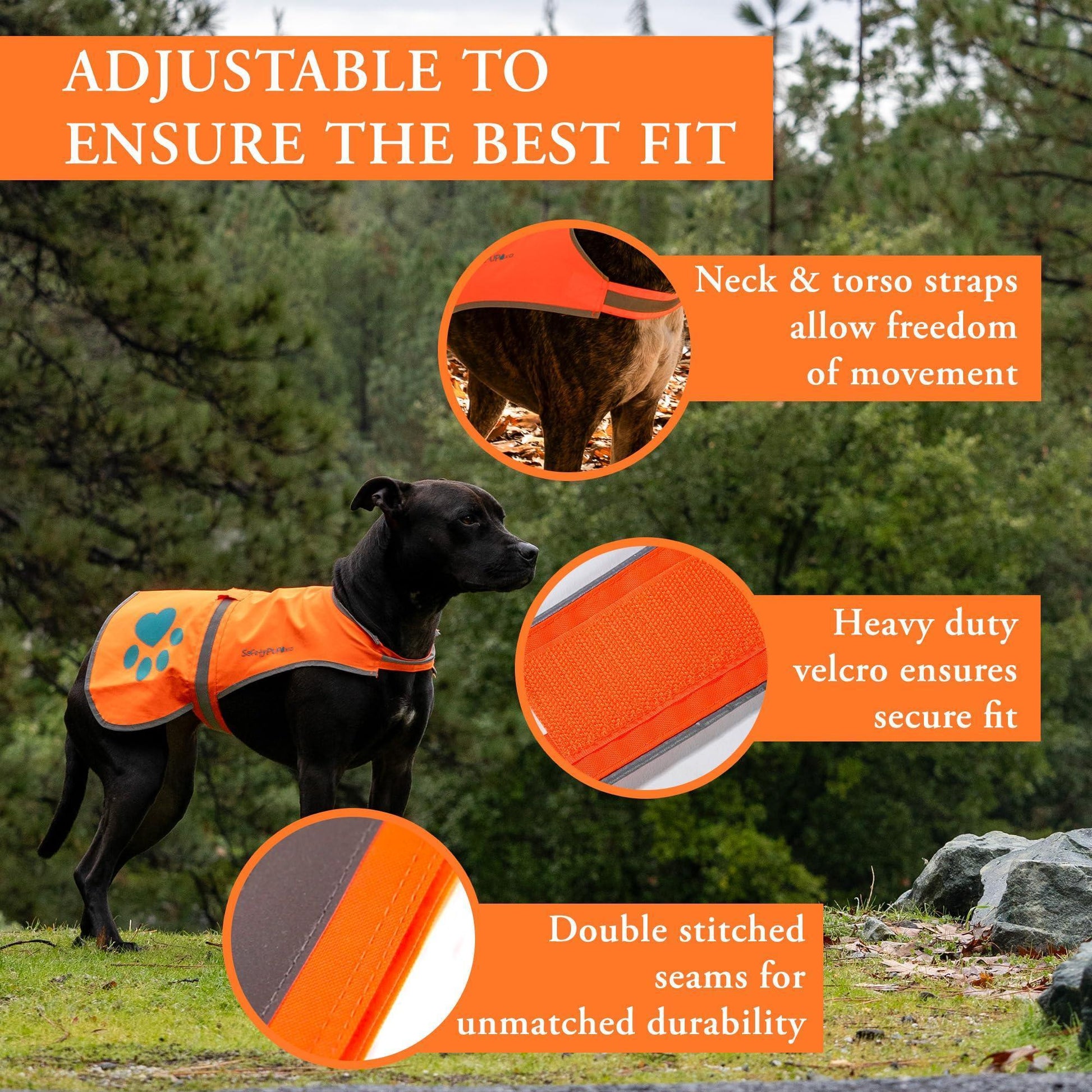 Dog Safety Vest Reflective Hi-Vis Harness 18.5 Inch Chest - Detail Angle 3 | Majestic Pet Kingdom