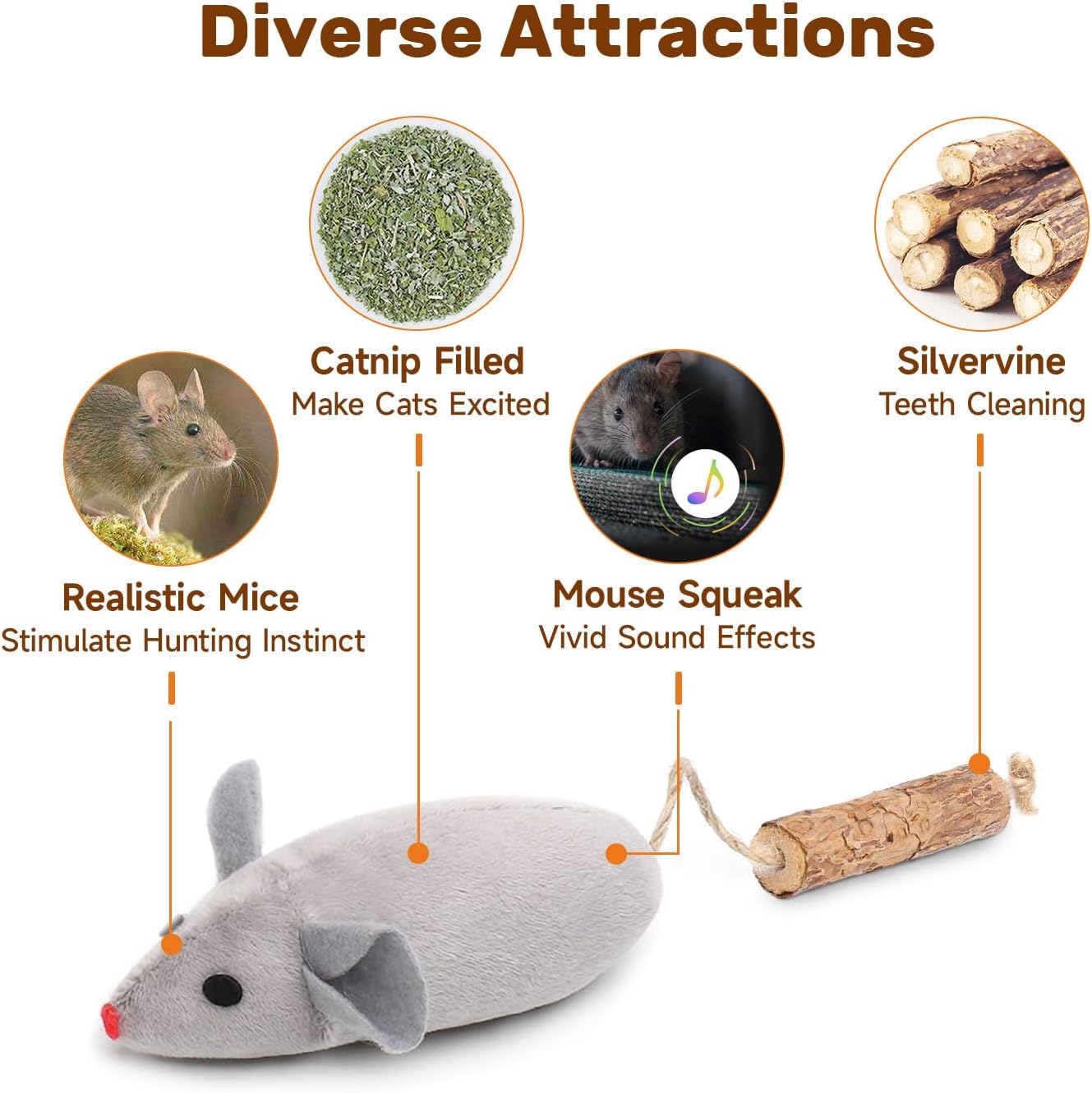 Potaroma Cat Toys  Squeak Mice Interactive Catnip Silvervine Animals Toys For Indoor Kittens  Cat Nip Chirping Toy Cat Chew Exercise Toy For All Breeds And Species | Purrfect Pet Kingdom