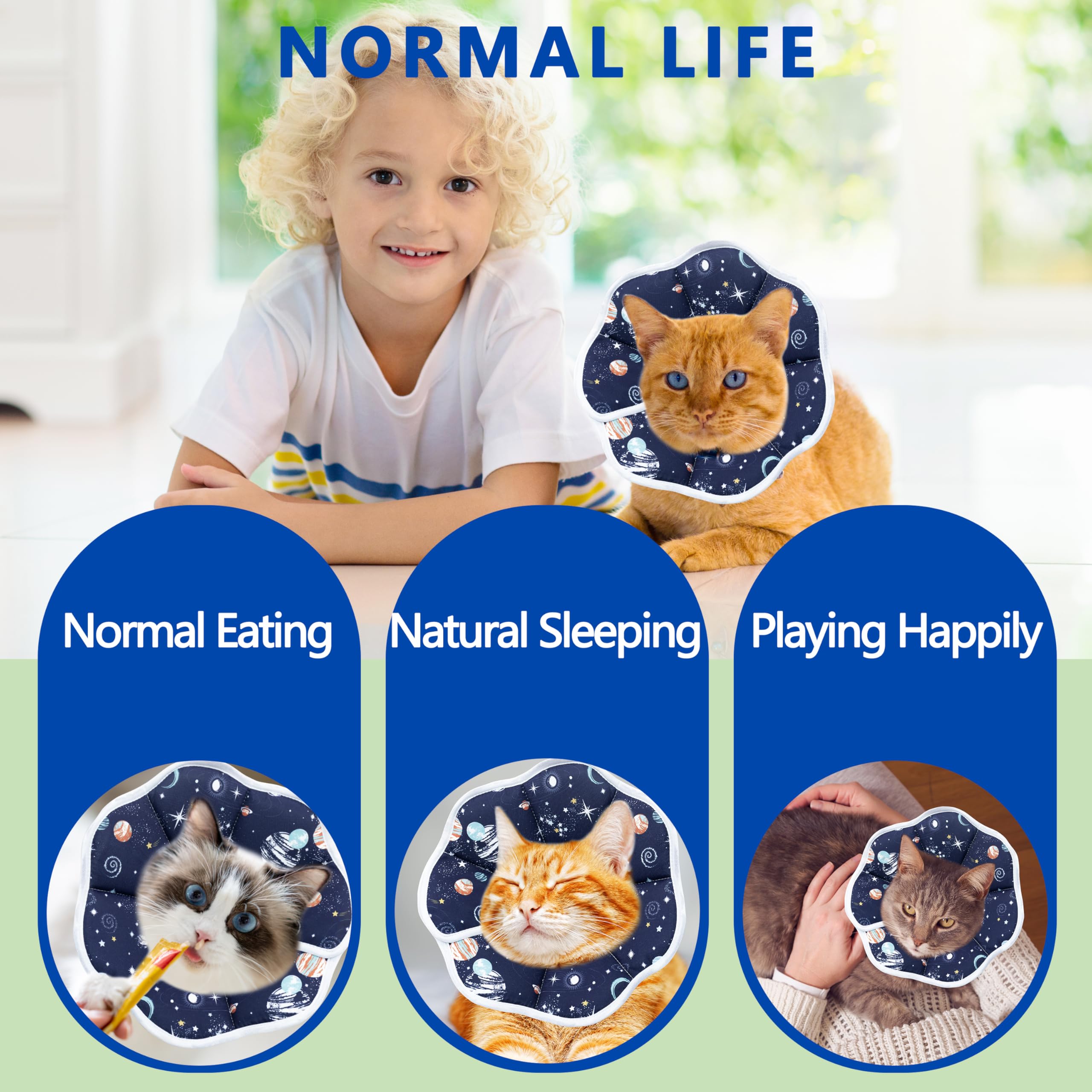 Soft Cat Cone, Adjustable Recovery Collar After Surgery To Prevent Licking Wound, Protective Cat Neck Cone, Comfortable Pet Elizabethan Collar For Cats Kittens And Puppies