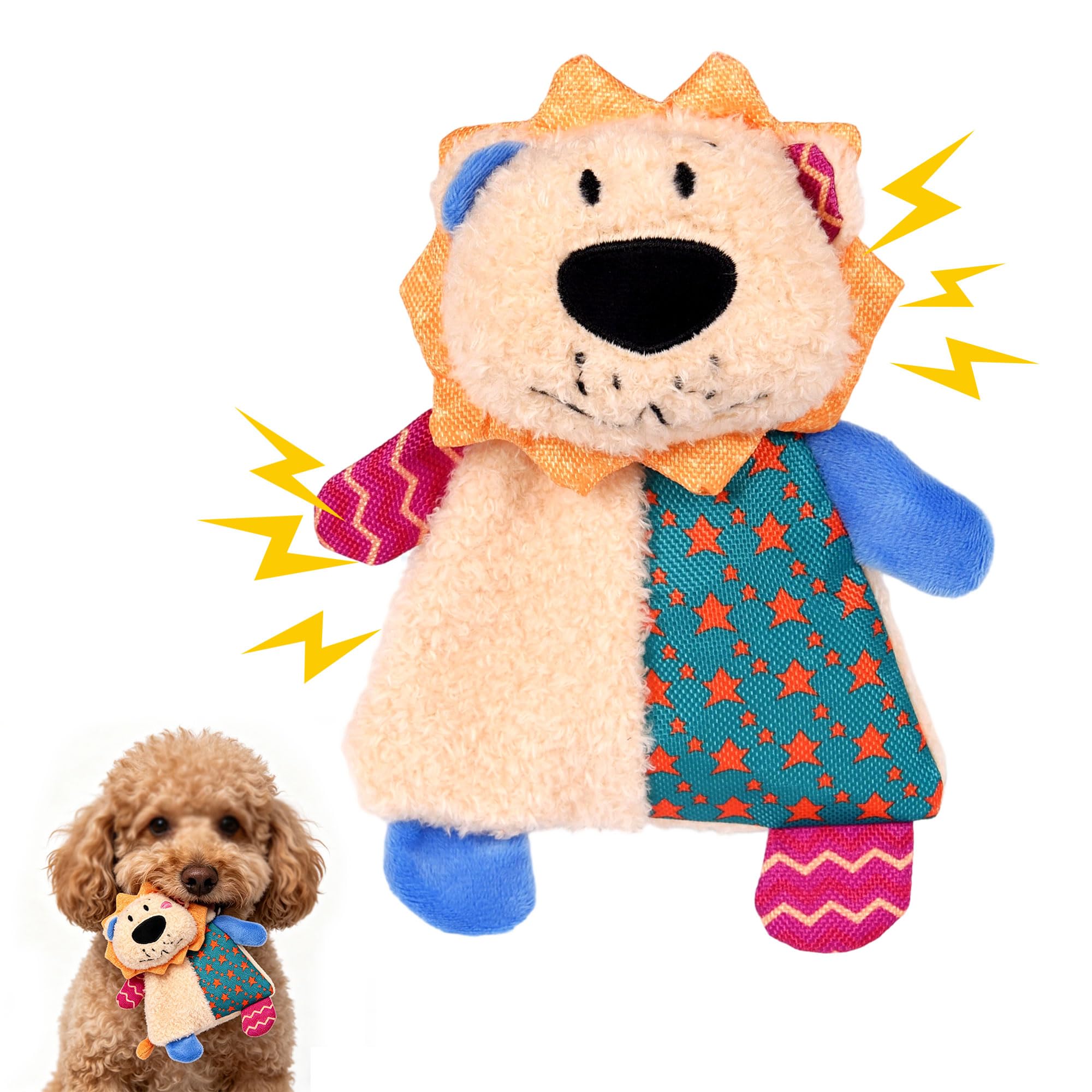 Squeaky Stuffed Dog Toy Small, No-Stuffing Crinkle Paper Dog Birthday Toy With Dual Squeakers, Interactive Durable Plush Puppy Toy For Small Medium Dogs, Washable, Cute Stuffed Animal Toy